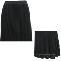 Causal midi skirt knitted black pleated skirt for lady